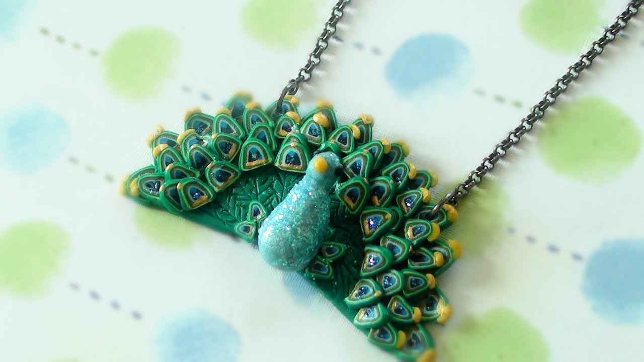 DIY Peacock Necklace (Polymer Clay) YouTube