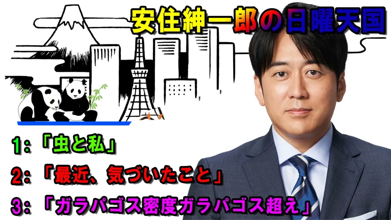 安住紳一郎の日曜天国  😀「ガラパゴス密度ガラパゴス超え」  🔴  出演者 :  安住紳一郎（TBSアナウンサー） / 中澤有美子 【睡眠用・作業用・ドライブ・高音質BGM聞き流し】