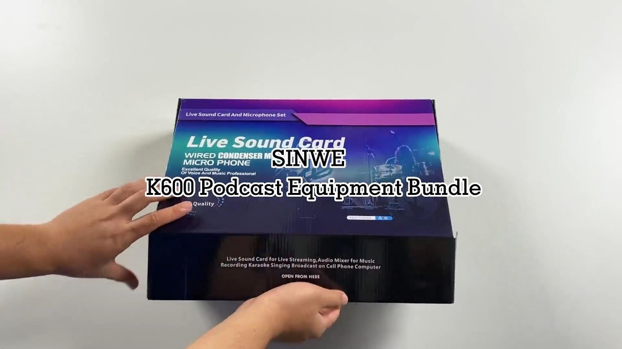 SINWE Podcast Equipment Bundle For 2 - USB Audio Interface, 2 Mics, Arms, Pop Filters - Plug & Play For Streaming