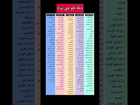 لیست آماده برای غذا دیگه نگو چی بپزم