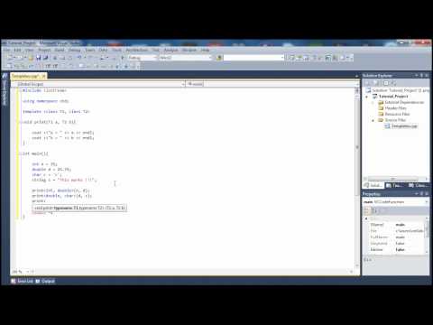Microsoft Visual Studio C++ Tutorial 34 (Function Templates With Multiple Types), HD