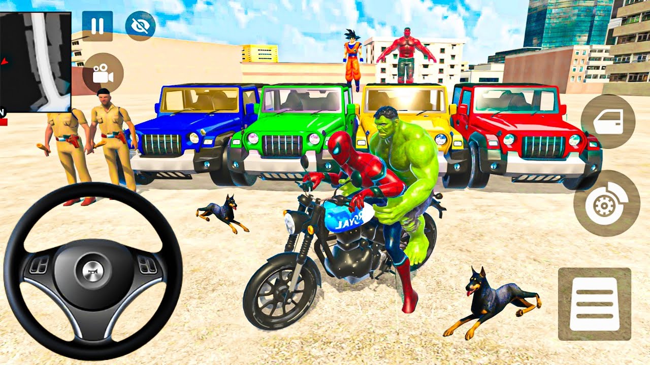 🌿 Indian Theft Auto Simulator 🐝 Hulk Spiderman 🕷️ Car Showroom 💡 Modified Fortune Thar Car 🚗 Game