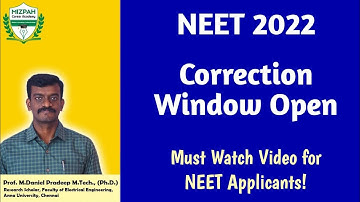 NEET 2022 Correction Window Open - Neet 2022 Latest News - Mizpah Career Academy