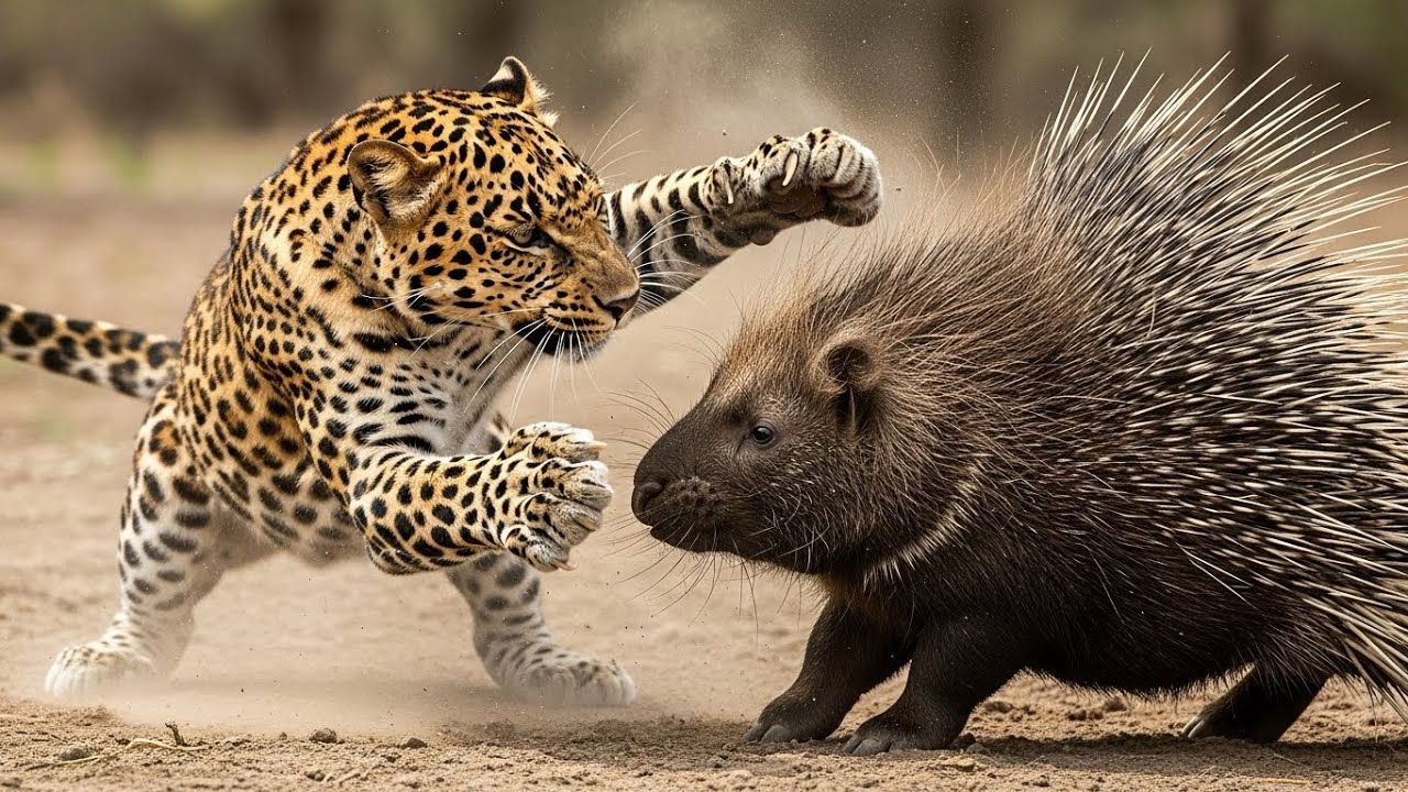 Claws Against Quills: The Harrowing Collision of Leopard Fangs and Porcupine Armor
