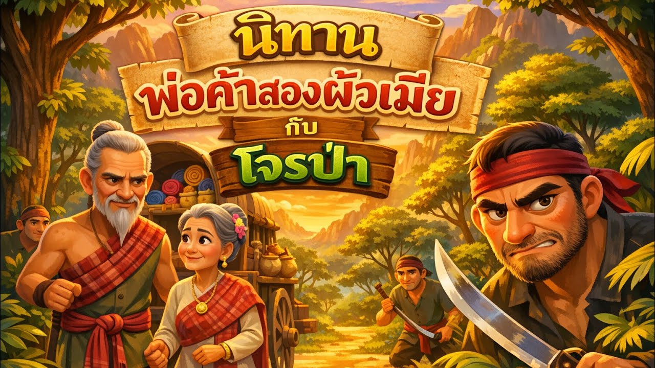 นิทาน☀️พ่อค้าสองผัวเมีย กับ โจรป่า☀️#นิทานฟังก่อนนอนยาวยาว