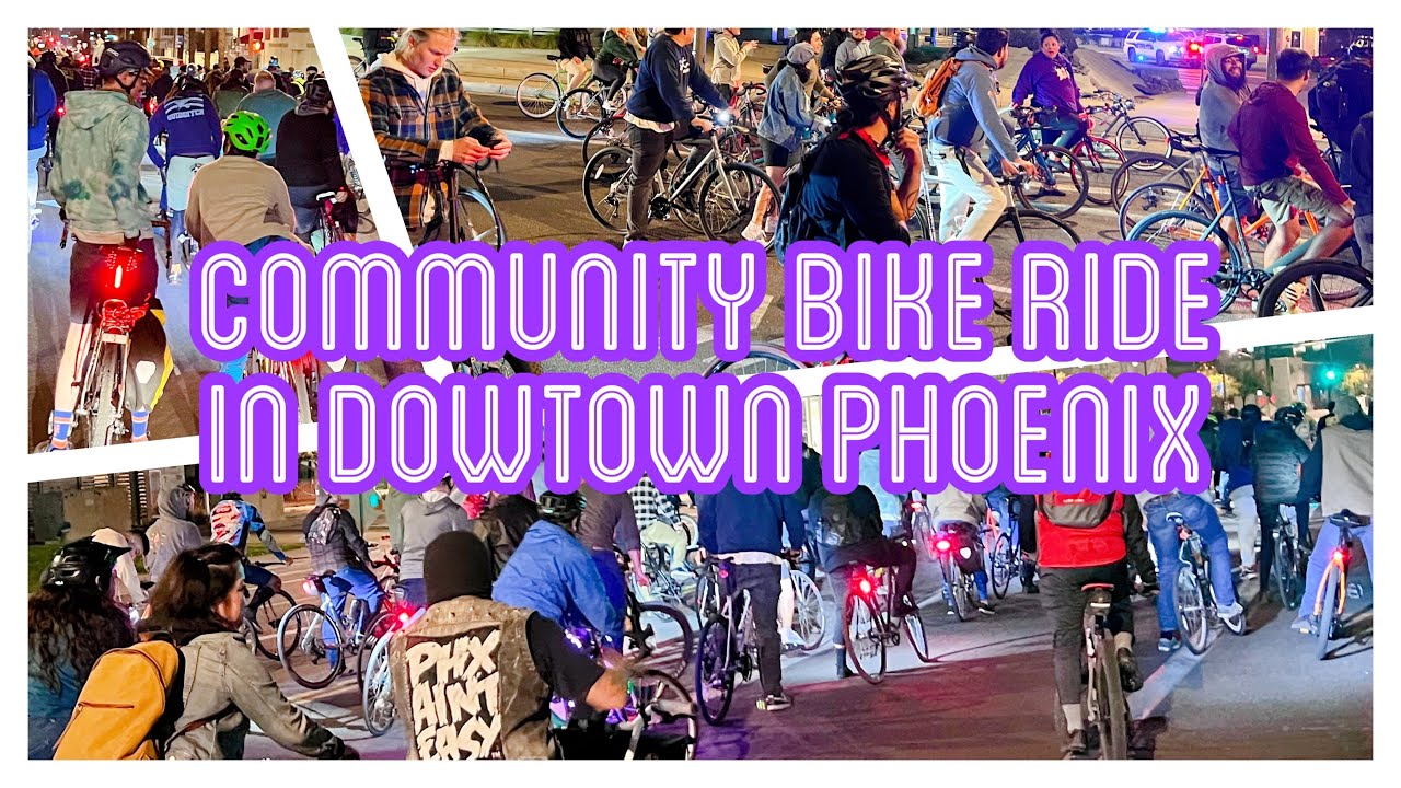 Community Bike Ride In Downtown Phoenix - Critical Mass - High Speed ...