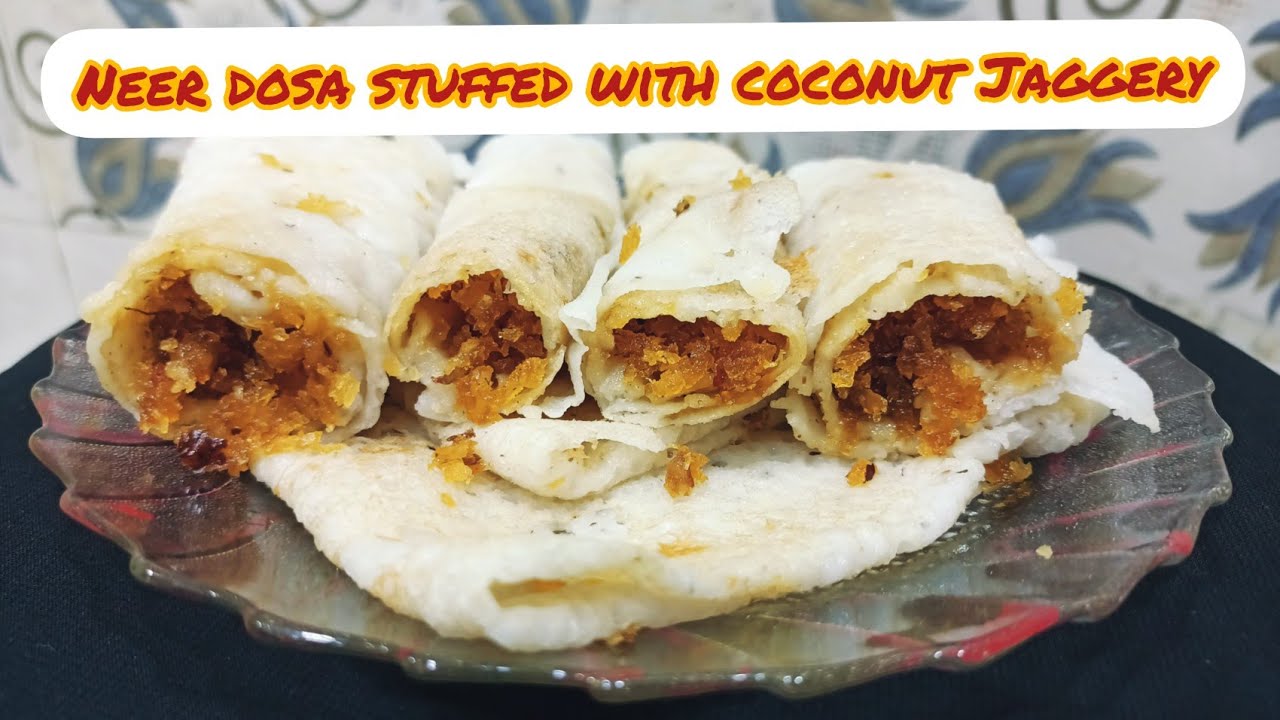Neer Dosa Stuffed with Coconut Jaggery South Indian Sweet Dish