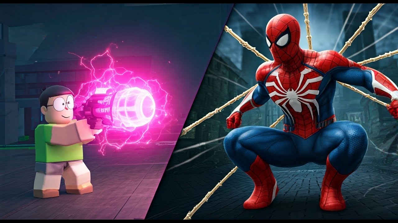 Big and small game nobita vs spiderman just watch youtube
