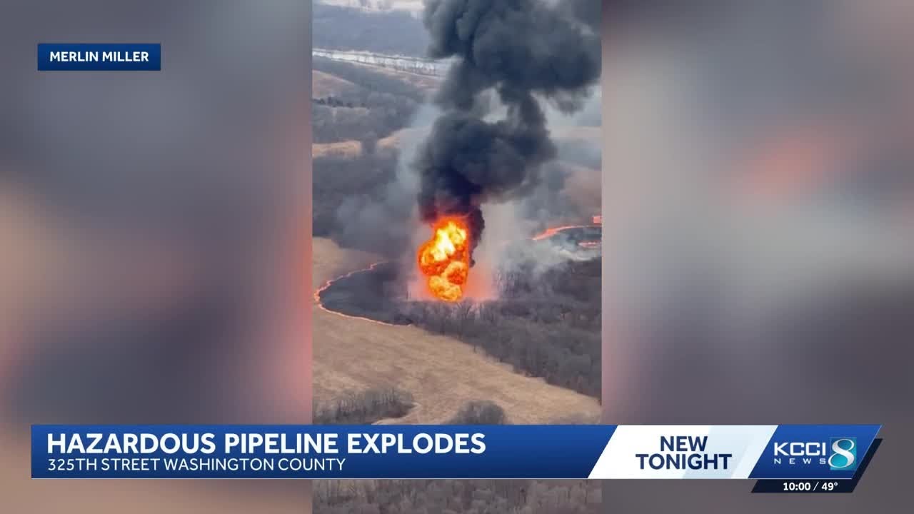 Flames soar after pipeline explosion in southeast Iowa; company says no injuries reported