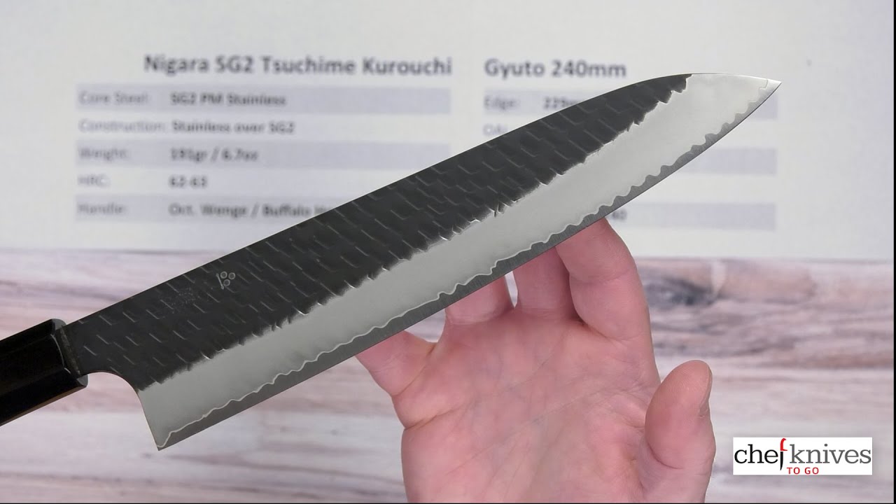 Nigara SG2 Tsuchime Kurouchi Gyuto 240mm Quick Look - YouTube