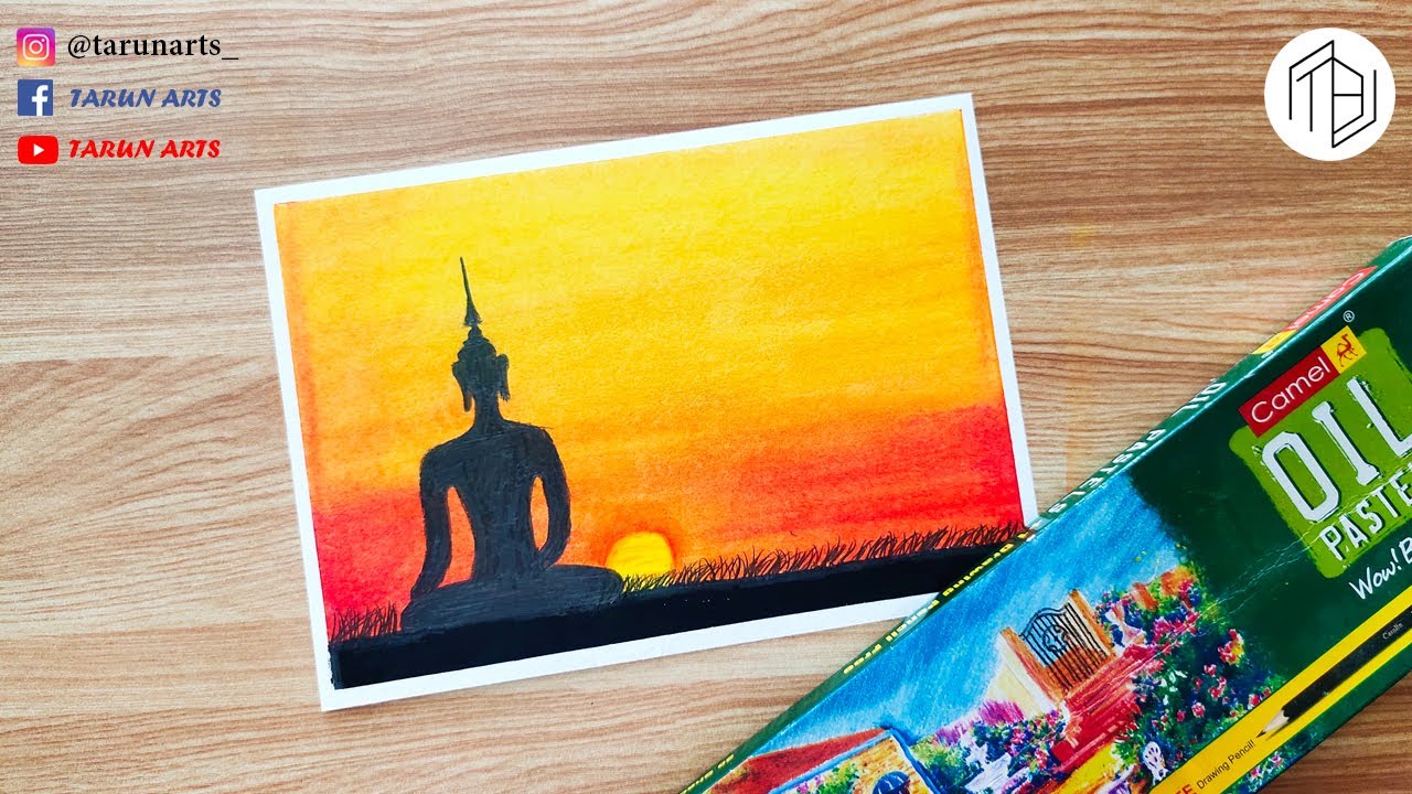 Lord Buddha drawing for beginners | Buddha Purnima ( vesak ) drawing with oil pastel