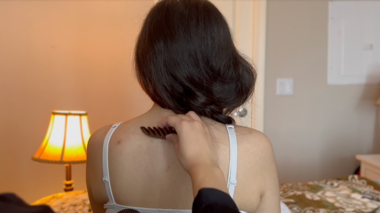 ASMR very tingly back massage, hair play and strap adjustment (no talking)