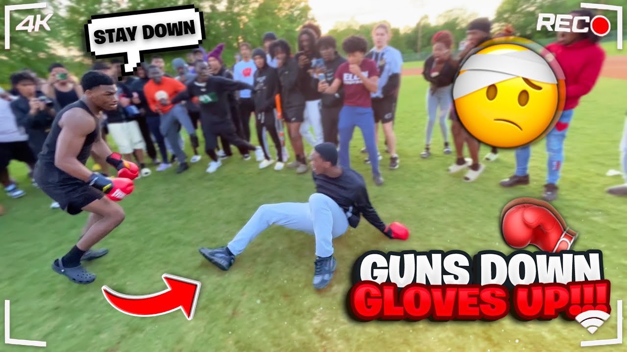 INSANE PUBLIC BOXING 🥊 Guns Down Gloves Up (CRAZY KNOCKOUT!!) YouTube