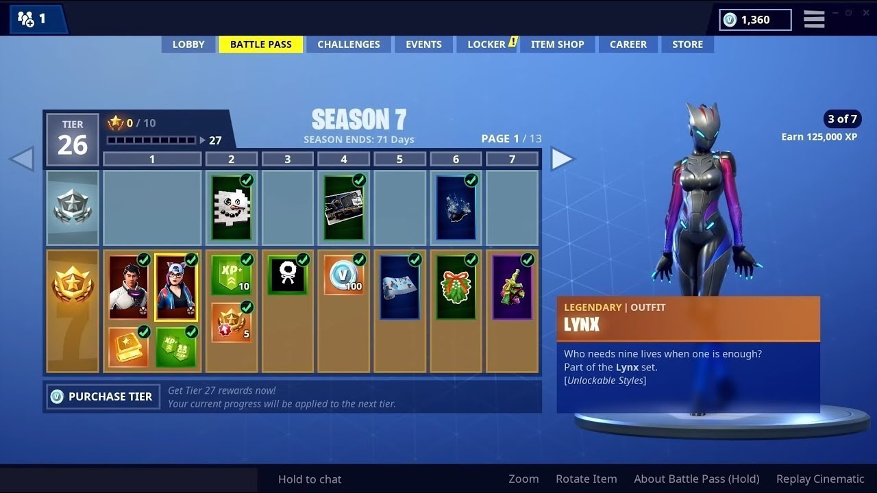 Fortnite Season 7|Buying Battle Pass and maxing it and showcasing the rewards