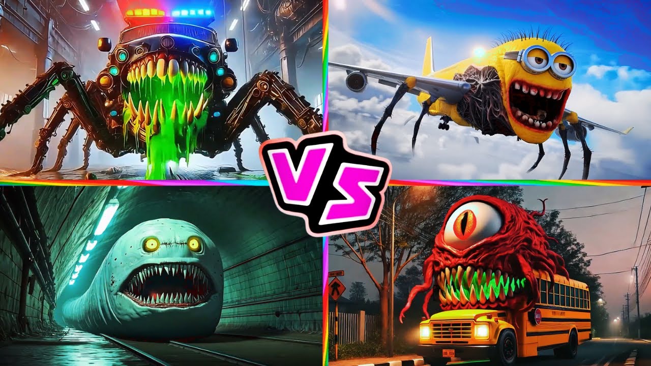 Police Car 🆚 Minion INFECTED SKY 🆚 Thomas Train 🆚 School Bus Monster 🎶 Tiles Hop EDM Rush