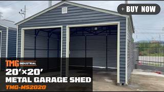 20' x 20' Metal Garage Shed, 9' High Double Front Doors, 13' Peak, 400 Sq-Ft TMG-MS2020