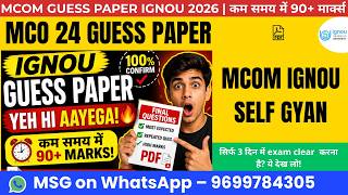 MCO 24 Guess Paper MCOM IGNOU Solved guess paper with answers important questions previous year