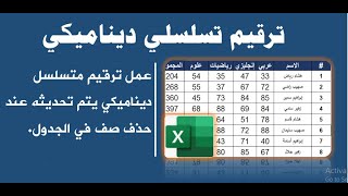 خدعة لعمل ترقيم متسلسل دينامكي يتم تحديثه عند حذف أو إضافة صف في الجدول