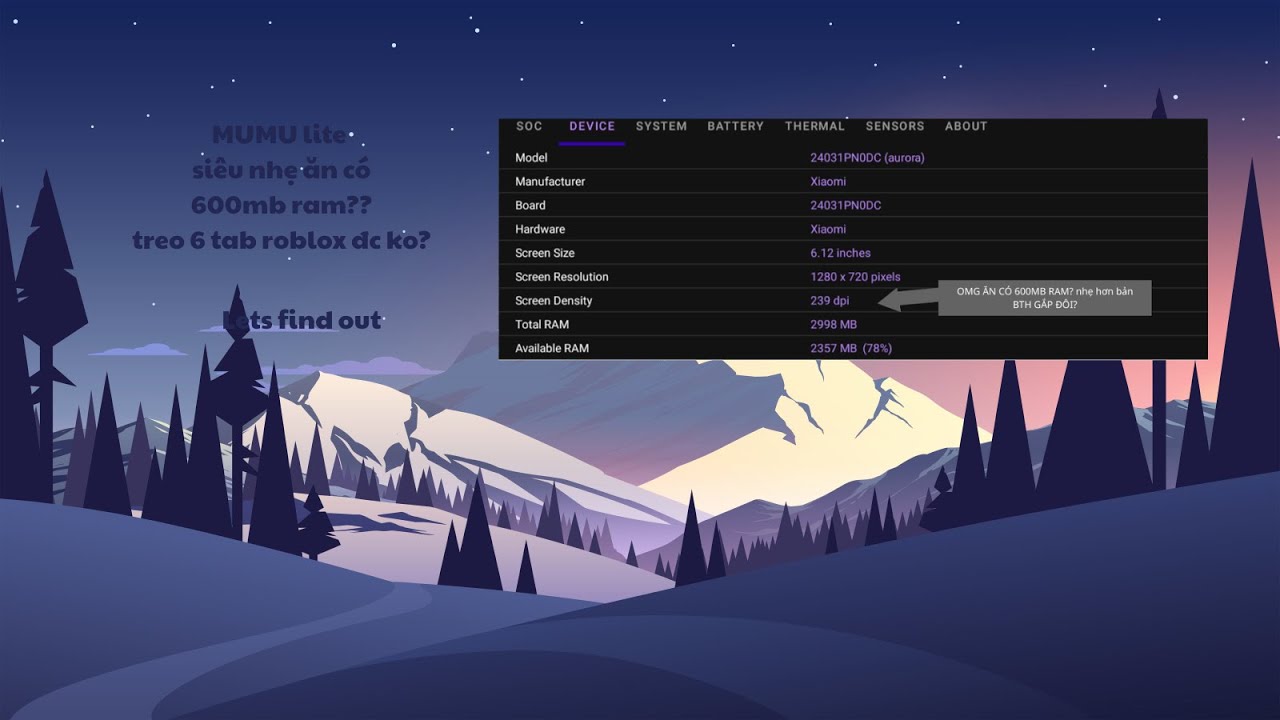MUMU LITE ULTIMATE V6.5 (ĂN CÓ 600MB RAM) 4cores 8gb ram TREO ĐC 6 TAB CLONE ROBLOX???