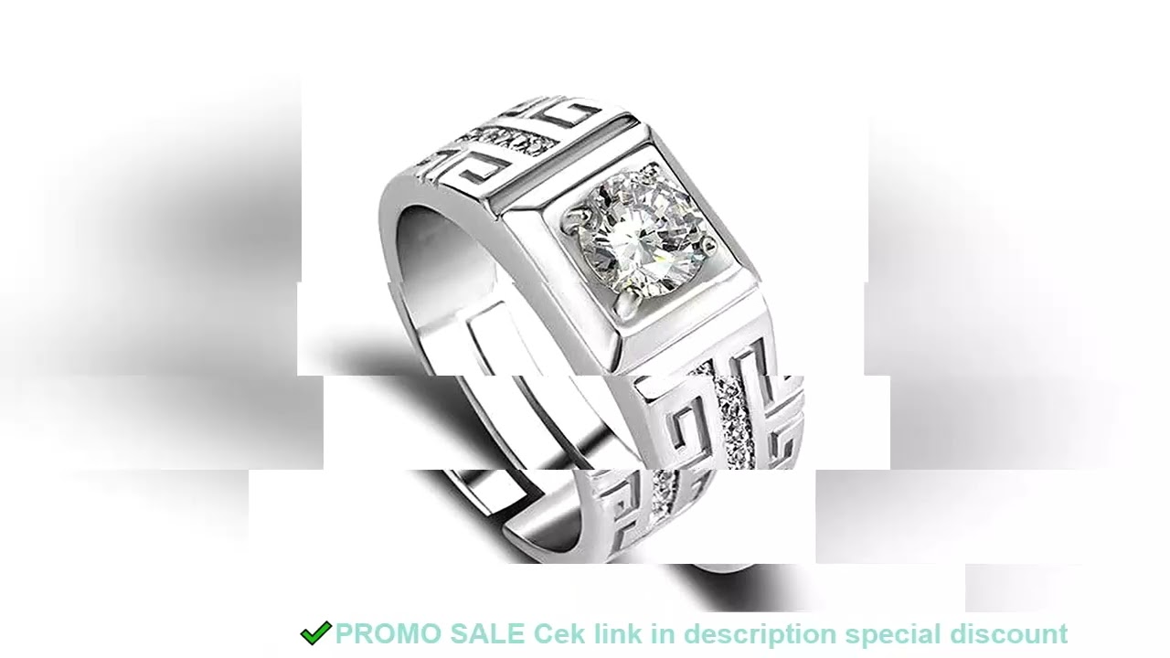 Charm 925 Sterling Silver Rings For men Shining crystal adjustable size Fashion Gifts engagement wed