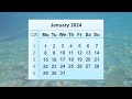 January 2024 Calendar 