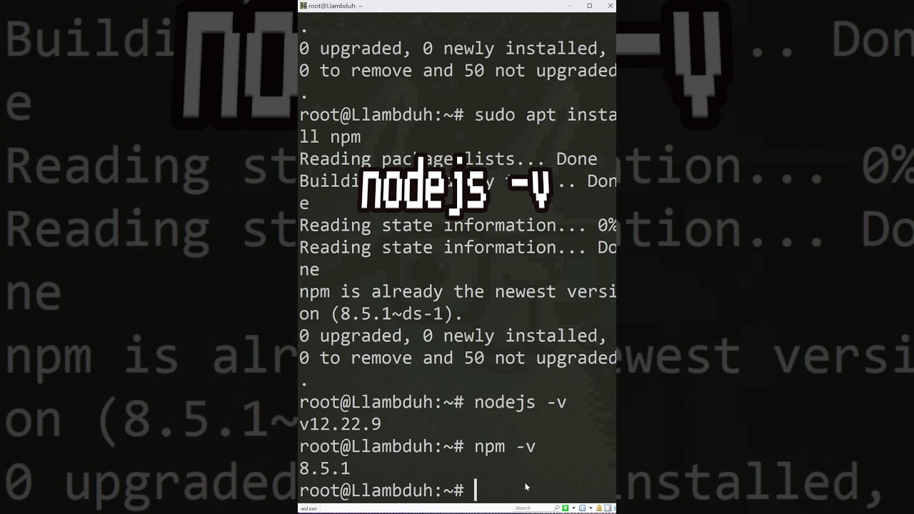 Install Node.js on WSL #nodejs #wsl #installation #tutorial #shorts