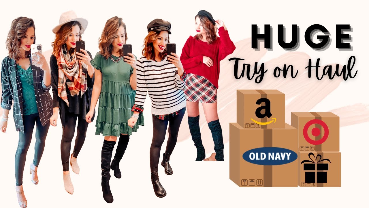 HOLIDAY OUTFIT TRY ON HAUL 2020| WINTER OUTFIT IDEAS| AMAZON, TARGET & OLD NAVY FASHION TRY ON HAUL