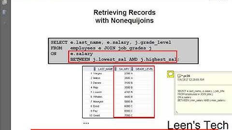 SQL 11g Tutorial in Bangla # 27 Nonequijoins in SQL Statements