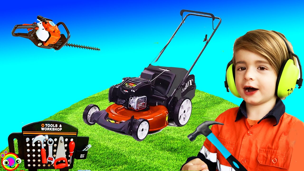 ⁣Lawn Mower Yardwork Video for Children | Blippi fan | min min playtime