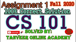 CS101 Assignment 1 solution fall 2020 || CS 101