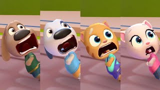 Talking Tom Time Rush - Angela Vs Hank Vs Ginger Vs Ben Chasing Rakoon In Bosses Lava Volcanoes Cave
