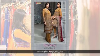 Stuff Export Presents Fepic Rosemeen Meenara Gerogette And Organza Pakistani Style Suit Catalog