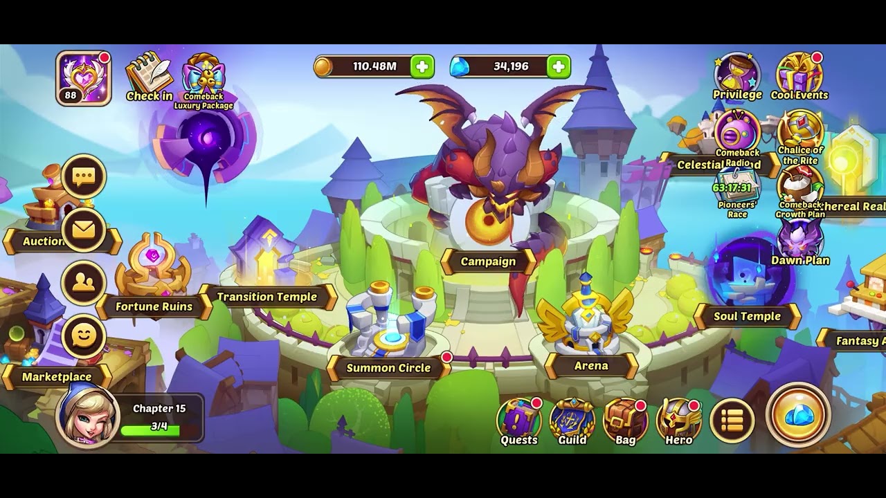 Day 6 reviving an acc (idle heroes gameplay)