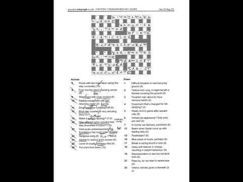 Daily telegraph prize crossword 30089 answers and walkthrough Sat 10th  September 2022