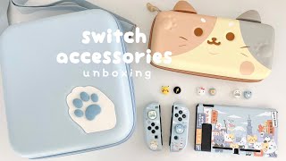 nintendo switch accessories unboxing (ft. geekshare)| carrying case, protective case, thumb grips