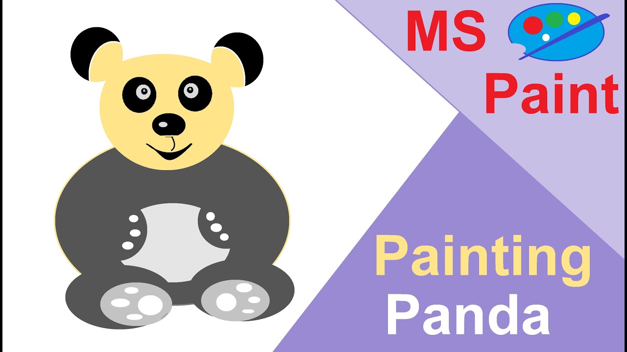 How to paint a panda image in Ms paint. Easy way to paint Panda picture ...
