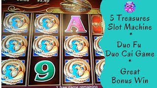 5 Treasures Slot Machine - Duo Fu Duo Cai Game - Great Bonus Win - Miss Kitty Slot