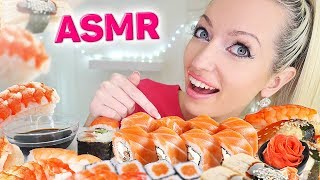 ASMR Eating Sushi  (SASHIMI, SUSHI ROLL, MUKBANG, 먹방  REAL SOUND, HANDROLLS)  ASMR Eating Sounds