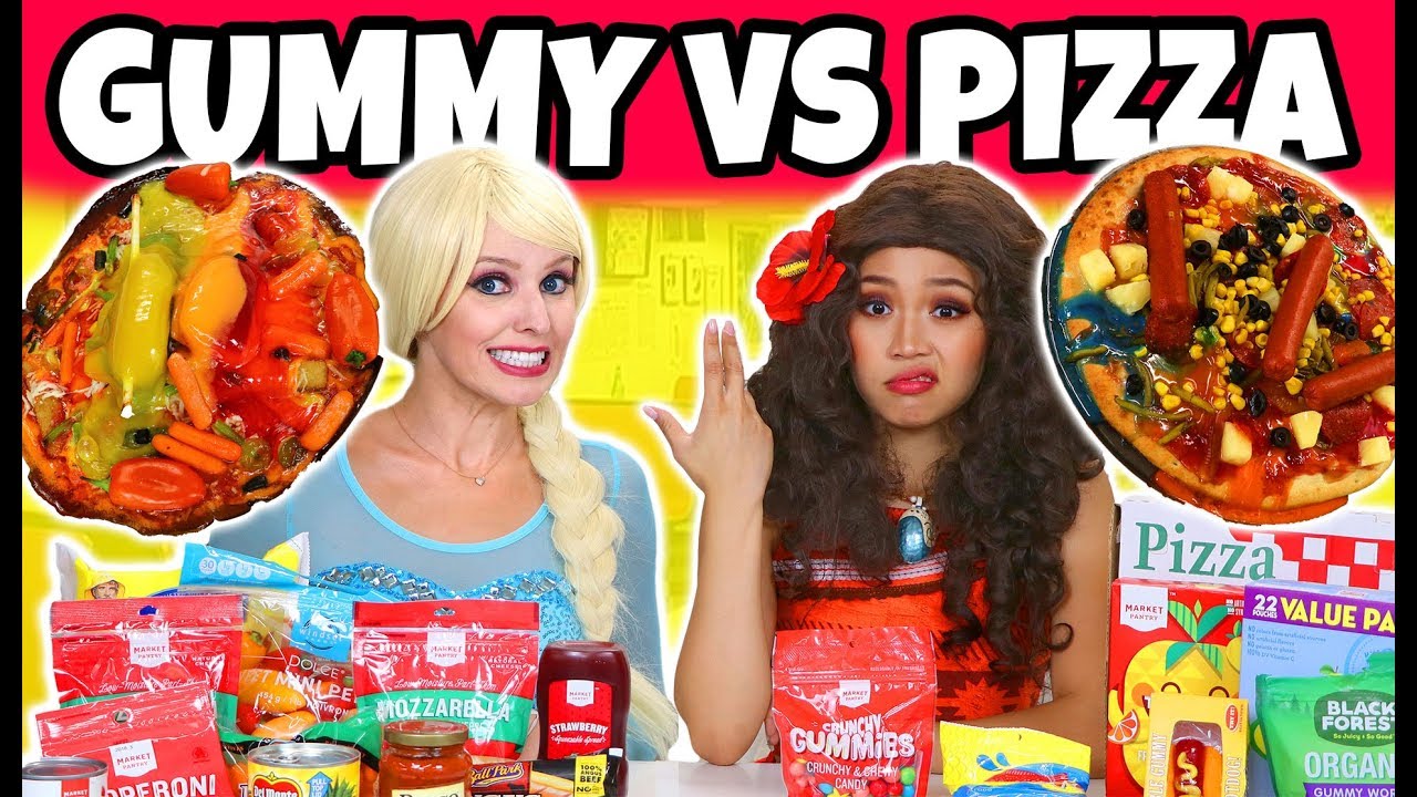 elsa vs moana snapchat rivals GUMMY VS REAL FOOD CHALLENGE. (Elsa vs Moana Characters) 2018