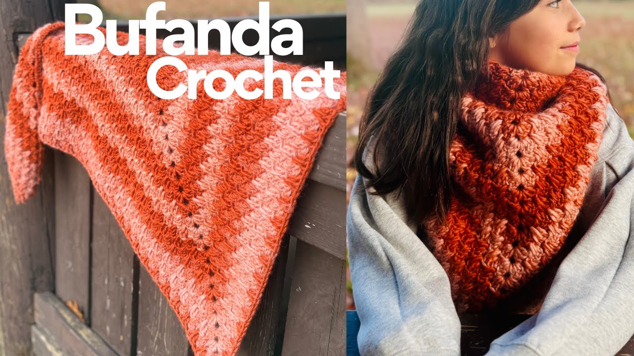 BUFANDA TEJIDA A CROCHET - BUFANDA ATARDECER - BRENNY'S CROCHET