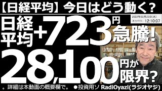 【日経平均－今日はどう動く？】日経平均＋723円の急騰！28,100円までの上昇が限界か？121円台という未曾有の円安と地政学リスクの混乱もあいまって日経平均が急騰。現在、売りシグナル、ダブル点灯中！