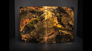 (143) Gold and Black Acrylic Pour Paint Skin Journal