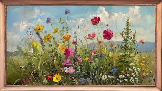 Field of Wildflowers | Soft Piano Music | TV Screen Wallpaper Background | Vintage Framed Art for TV screenshot 4