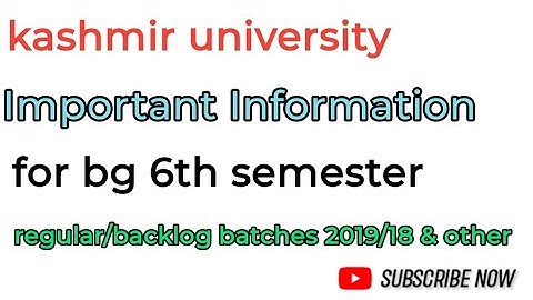 Important Information BG 6th semester Regular/Backlog batch 2019/18.Must Watch
