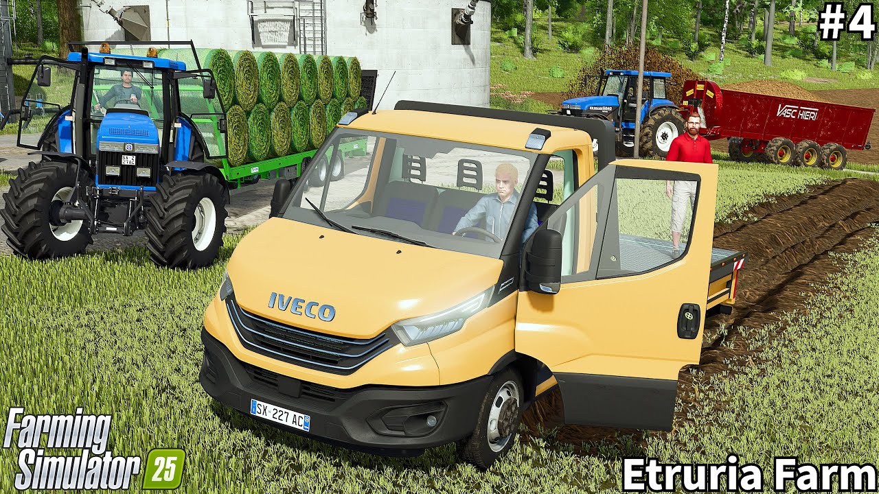Доставка нового трактора! Разбрасывание навоза и сбор тюков сена│Этрурия│FS 25│Таймлапс#4