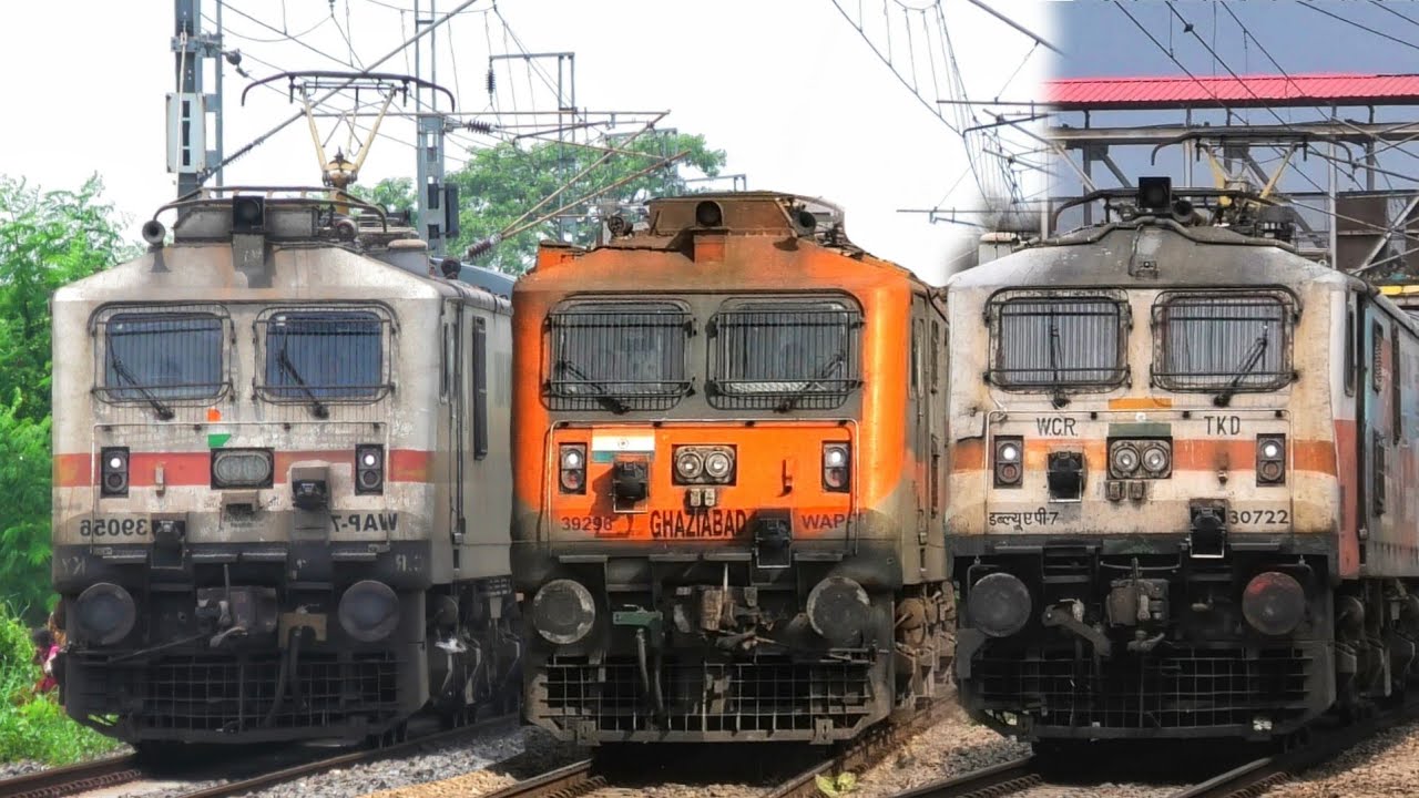 Dangerous Crossing at 130kmph by Tejas Rajdhani+Seemanchal+Akal Takth+AC Special - Indian Railways