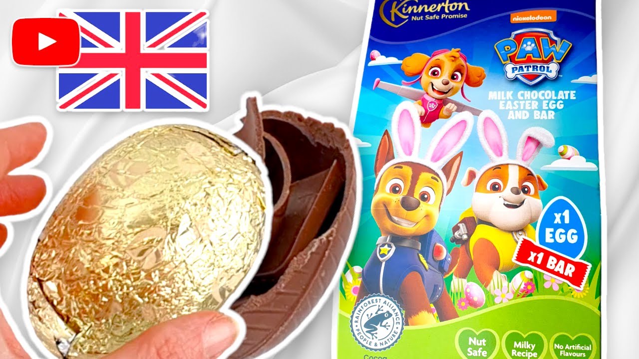 Kinnerton Paw Patrol British Milk Chocolate Easter Egg and Bar ASMR