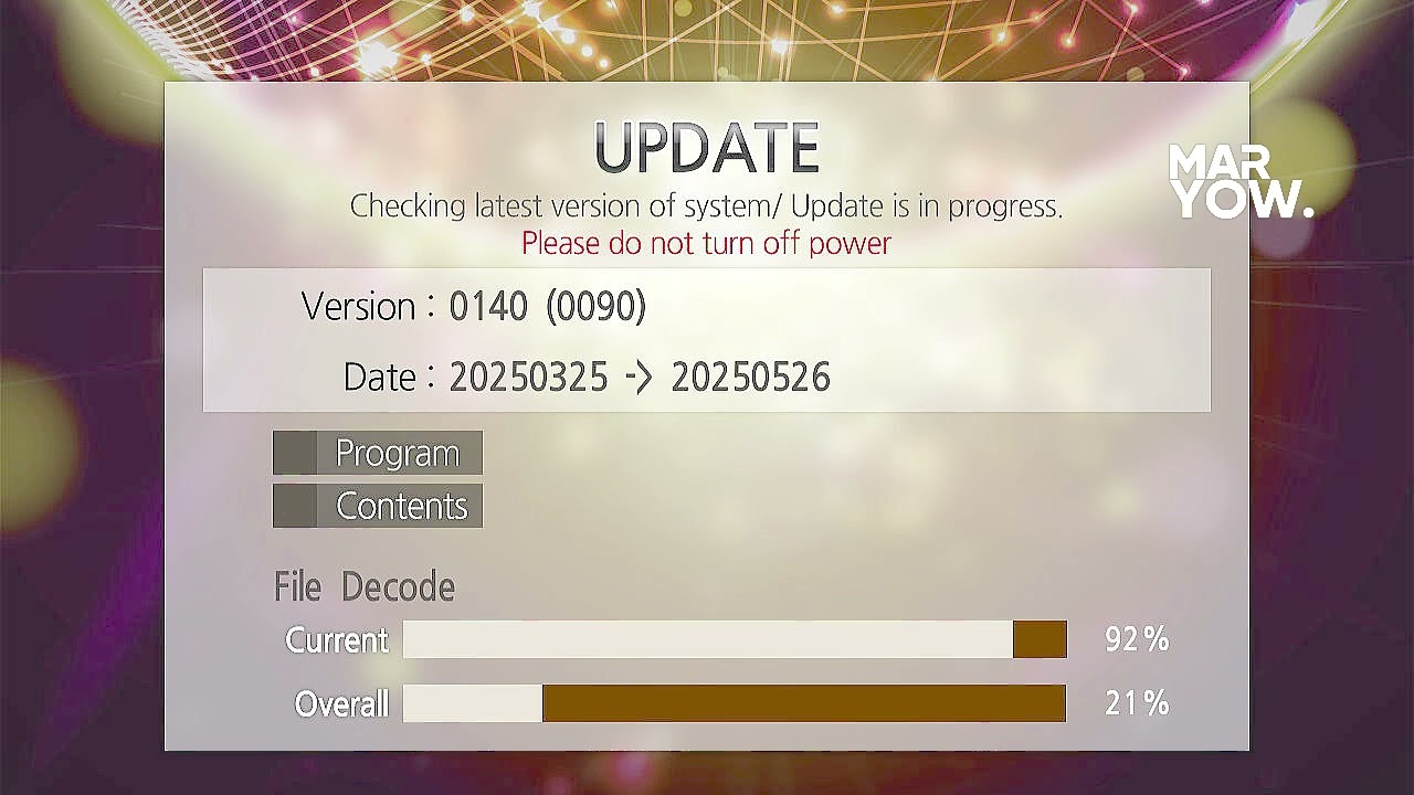 TJ media TKR-305P Song update interface