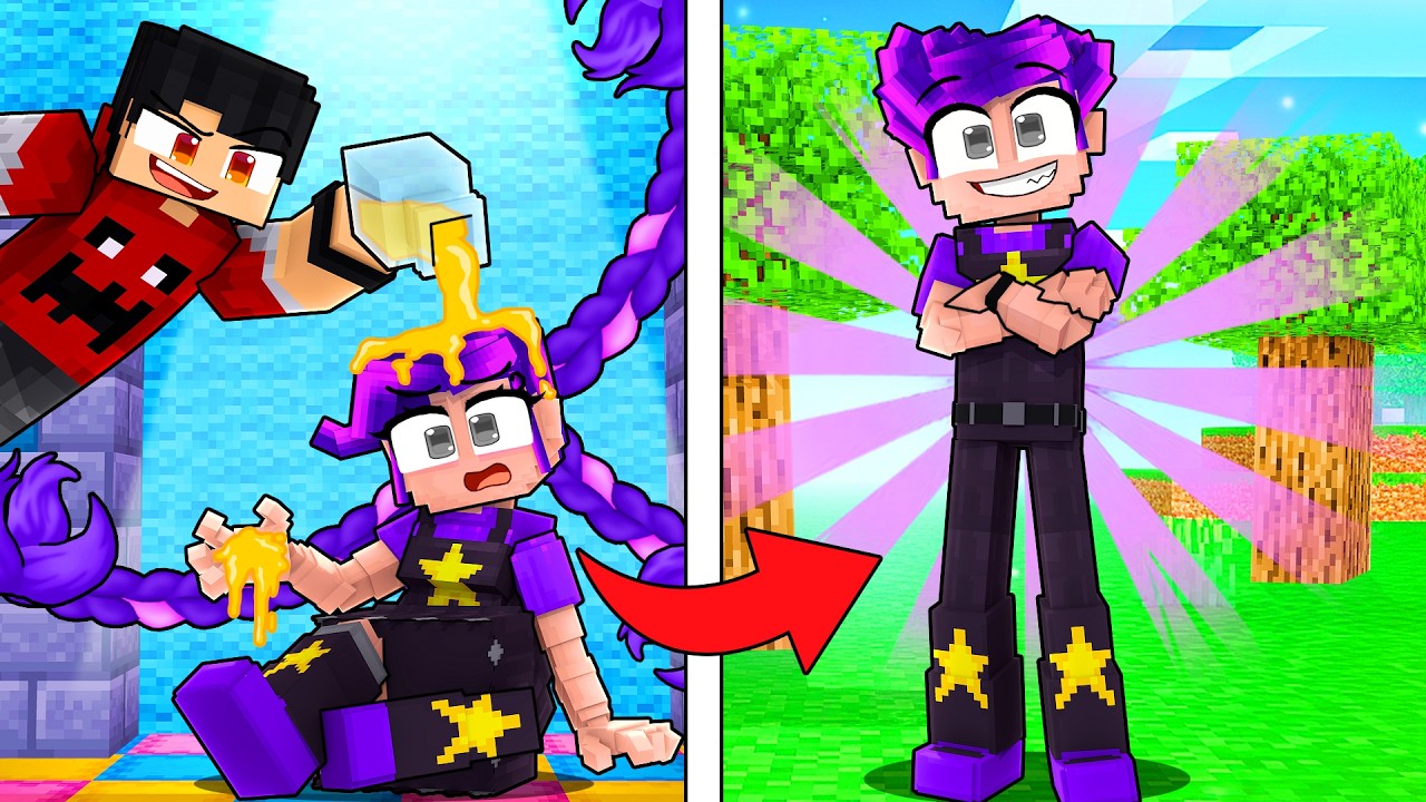 Transformei a LILY LOVE BRAIDS em um GAROTO no Minecraft