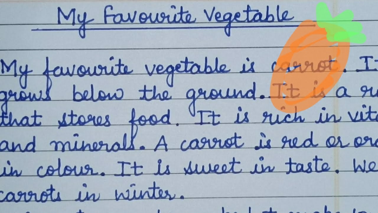 Essay on My favourite Vegetable| Neat handwriting|Handwriting practice ...